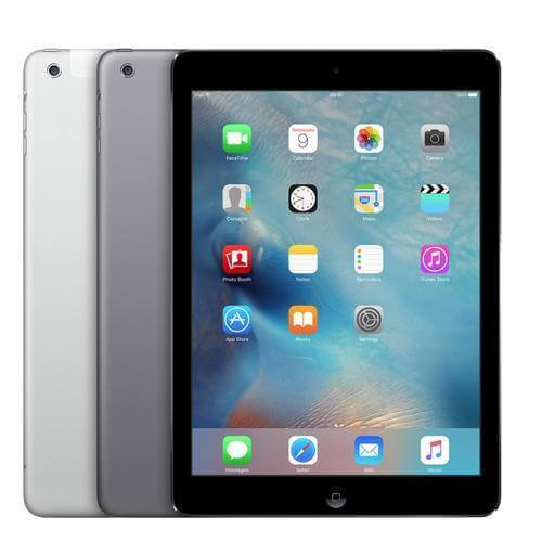 Apple iPad Air 32GB displayed in gray and silver with home screen apps.