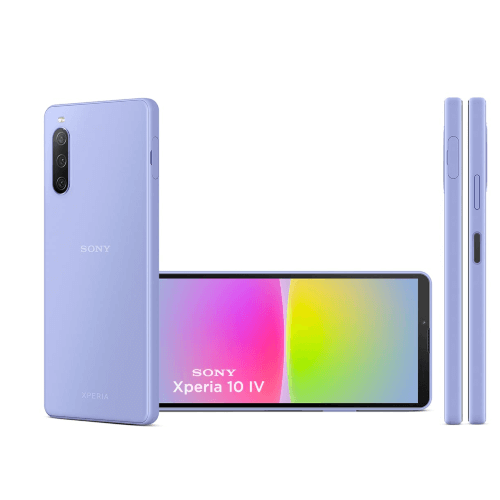 Sony Xperia 10 mark 4 128GB 6GB Ram Lavender smartphone in lavender color, showcasing front and back view.