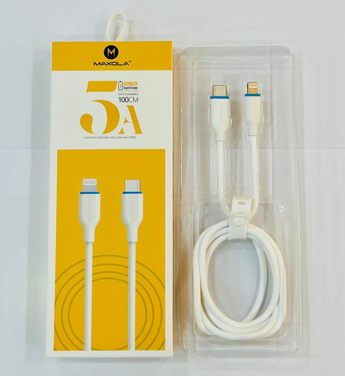 MAXOLA Super Charge Charging Cable 5A Max 40W White Online best price