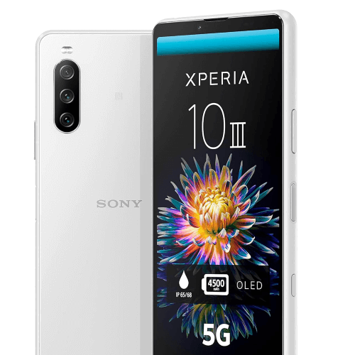 Sony Xperia 10 mark 3 128GB 6GB Ram White smartphone showcasing OLED display and sleek design.