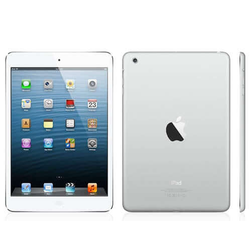 Apple iPad Mini 16GB showing front and back view, featuring a sleek design and vibrant display.